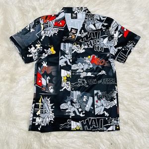 TOM AND JERRY CARTOON MENS BUTTON DOWN SHIRT